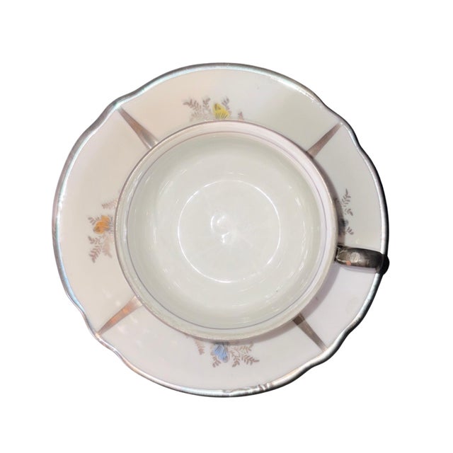 Art Deco 1930s Rudolf Wachter Bavaria Coffee Service, Floral W/ Sterling Trim - Set of 11 For Sale - Image 3 of 12
