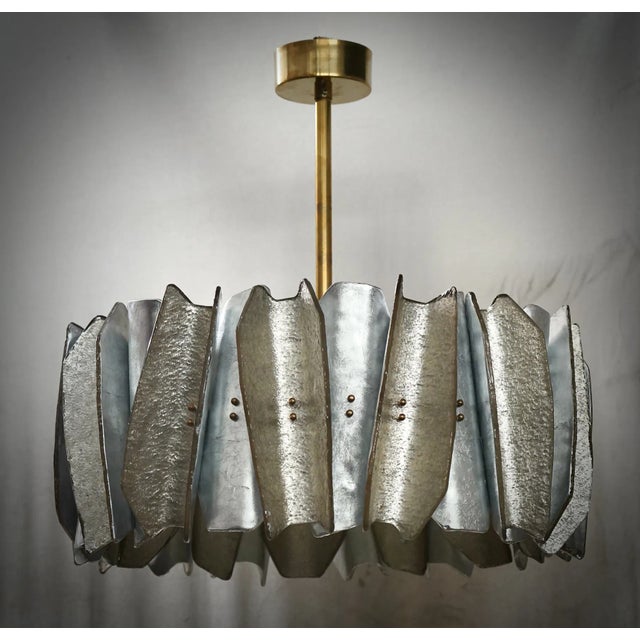 Murano Round Art Glass and Brass Chandelier, 2000 For Sale - Image 11 of 11