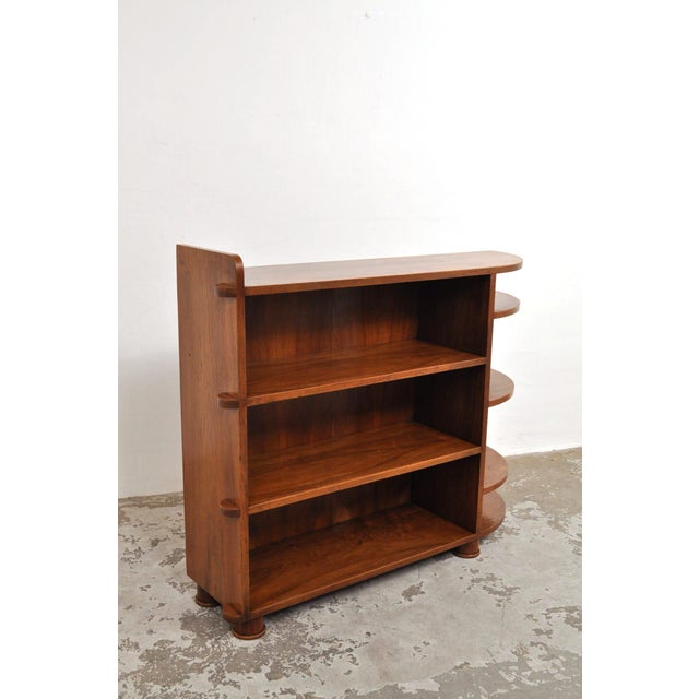 Vintage Walnut Bookcase with Curve, 1930s For Sale - Image 13 of 13