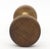 Wooden door knobs with a medium wood tone. The shanks have a coppery finish. The manufacturer is unknown. This can be DIY...