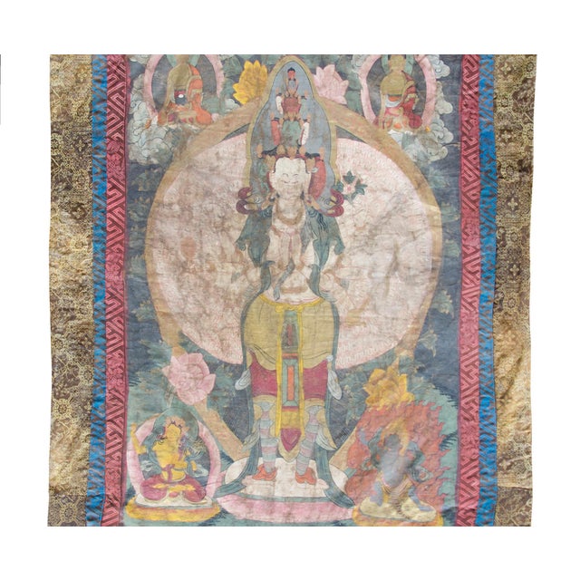 Late 19th Century Tibetan Thangka Depicting Sitatapattra For Sale - Image 10 of 10