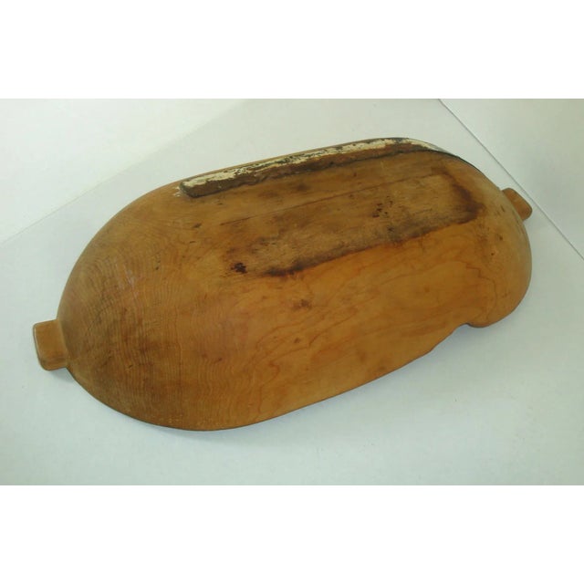 Late 19th Century Long Primitive Wood Bread Dough Bowl Oval Trough For Sale - Image 5 of 7