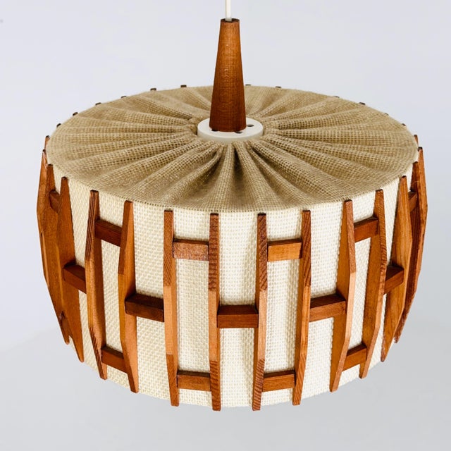 Mid-Century Modern Pendant Lamp in Teak, 1960s For Sale - Image 5 of 11