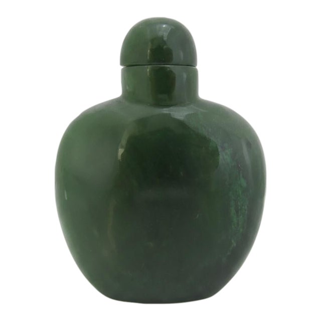 Antique Chinese Spinach Green Jade Snuff Bottle For Sale