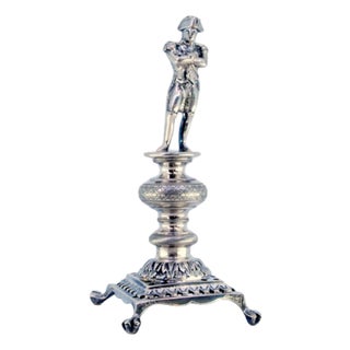 Silver Toothpick Holder with Napoleon Figure For Sale