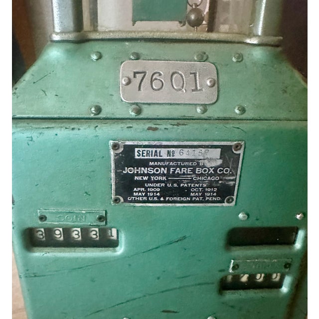 Antique Green Johnson Fare Box Co. Trolley Bus Fare Box For Sale - Image 14 of 17