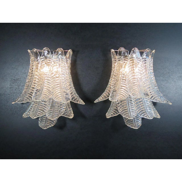 Glass Pair of Murano Six-Tier Felci Wall Sconces - 10 Glasses For Sale - Image 7 of 9