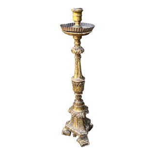Antique 18th C Italian Giltwood Pricket Candlestick For Sale