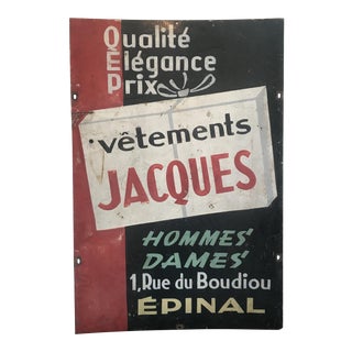 French Two-Sided Store Sign Vetements and Cadeaux Ceram For Sale