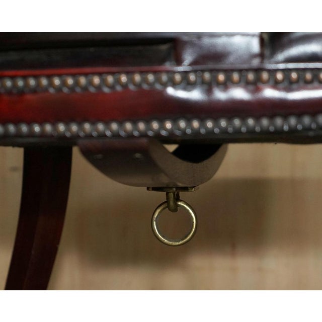 Oxblood Leather Chesterfield Captain's Chairs with Floor Lock Rings, Set of 2 For Sale - Image 13 of 18