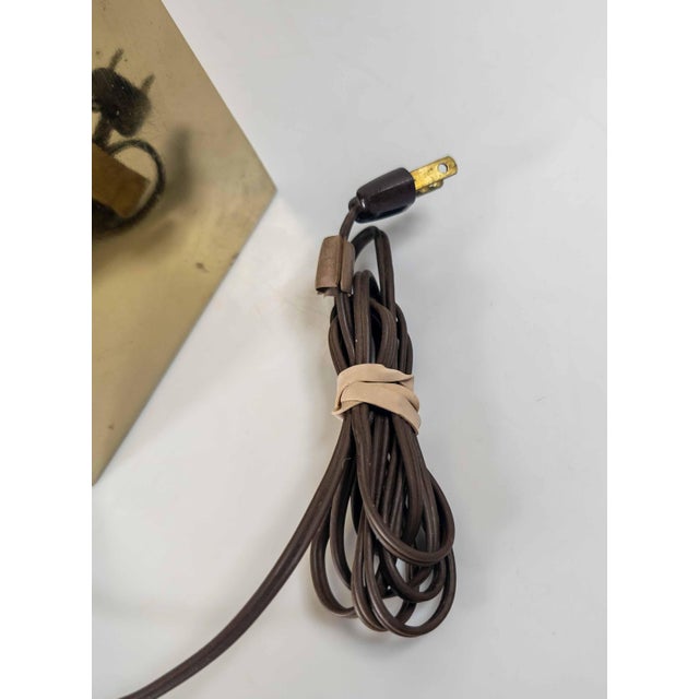 Mid-Century Modern Walnut and Gilt Metal Table Lamp For Sale - Image 9 of 10