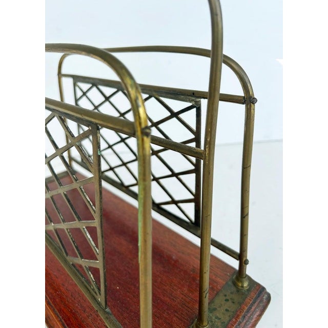 19th Century Antique English Brass, Mahogany Magazine Stand With 2 Compartments For Sale - Image 4 of 6