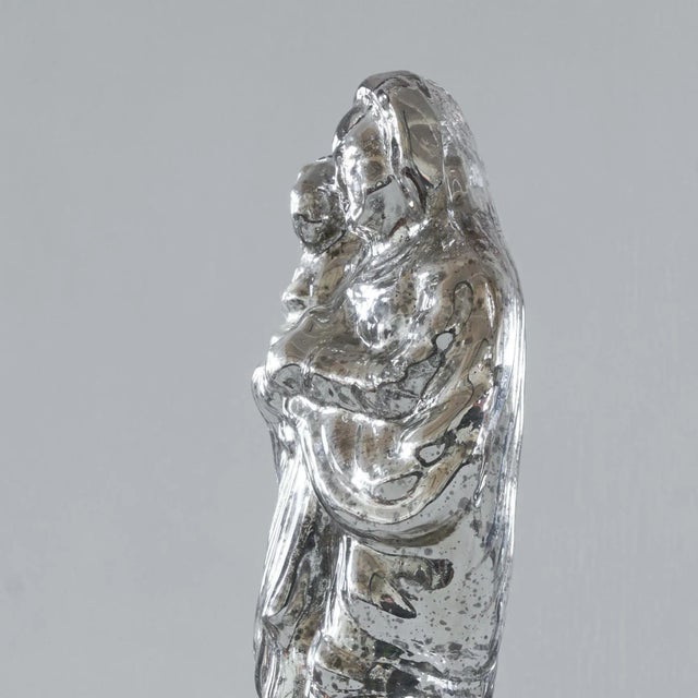 Large Early 20th Century Patinated Mercury Glass Madonna with Child Sculpture For Sale - Image 6 of 9