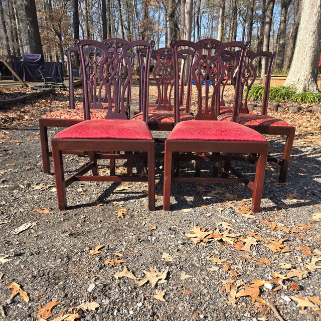 Traditional Set of 8 Traditional Cushioned Stickley Dining Chairs For Sale - Image 3 of 16