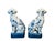 Ceramic Pair Vintage Wong Lee Blue & White Porcelain Staffordshire Dog Figurines – Wl 1895 Hand-Painted Floral Mantel Dogs Bookends For Sale - Image 7 of 14