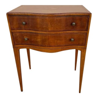 Antique Hepplewhite Style Mahogany Inlaid 2 Drawer Nightstand For Sale