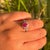 Natural 1.4ct Ruby & Diamond Halo Cocktail Ring Size 7 in 14k White Gold For Sale In New York - Image 6 of 16