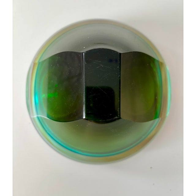 Mid 20th Century Murano Sommerso Art Glass Bowl in Green, Teal and Amber For Sale - Image 11 of 12