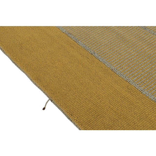 Rug & Kilim’s Contemporary Kilim in Gold and Blue Stripes For Sale In New York - Image 6 of 7