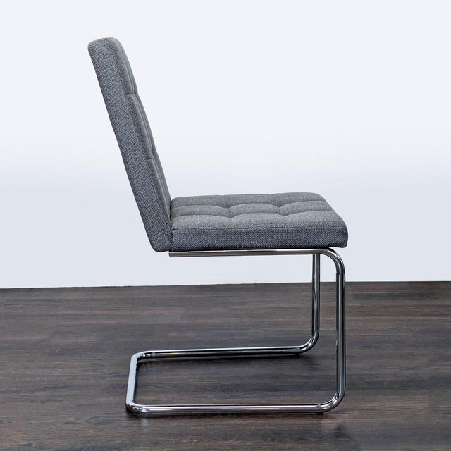 CB2 Cb2 Button Tufted Dining Chair on a Metal Frame For Sale - Image 4 of 8