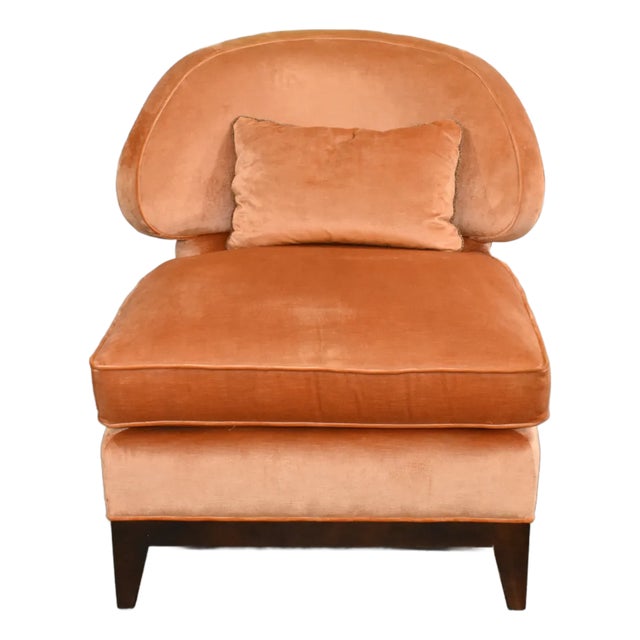Century Furniture Velvet Peach/Orange Slipper Chair For Sale
