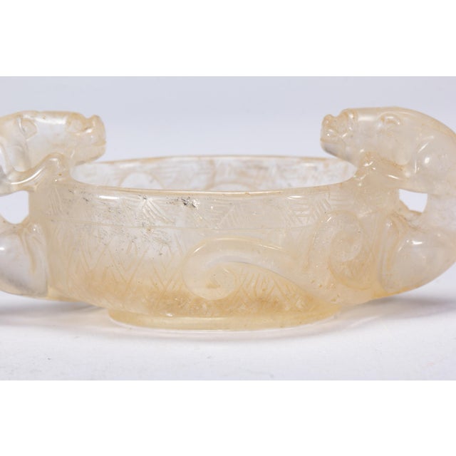 Qing Dynasty Rock Crystal Chilong Brush Washer An exquisite example of Chinese scholar's desk furniture, this hand-carved...