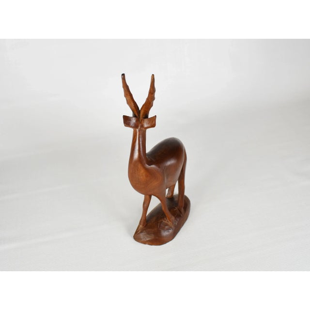 Wood Vintage Deer Gazelle Figurine For Sale - Image 7 of 8