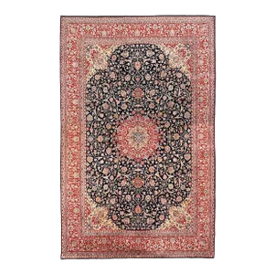 1970s Navy Blue Fine Hand Knotted Persian Vintage Kerman