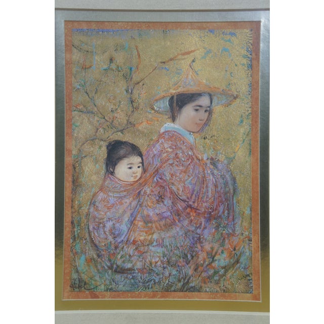 1980s Edna Hibel Japanese Ladies at Mountain & Mother Baby Oil Paintings - Set of 2 For Sale - Image 4 of 15