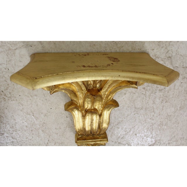 Italian Pair Gold Gilt Italian Wall Shelves For Sale - Image 3 of 11