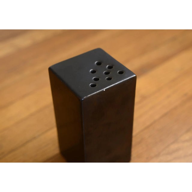 Set of 4 Modernist Sculptural Black & White Ceramic Cube Block Sculptures Vases For Sale - Image 11 of 12