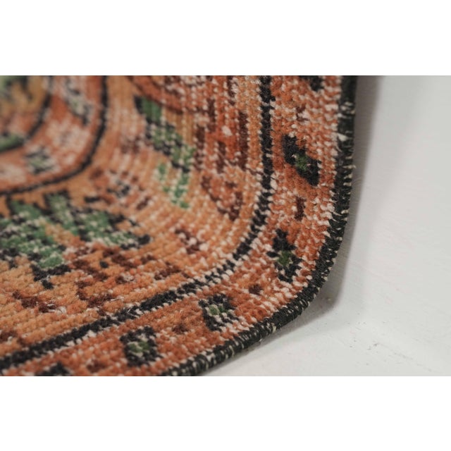 1970s Vintage Turkish Handmade Wool Cotton Green Area Rug For Sale - Image 9 of 12