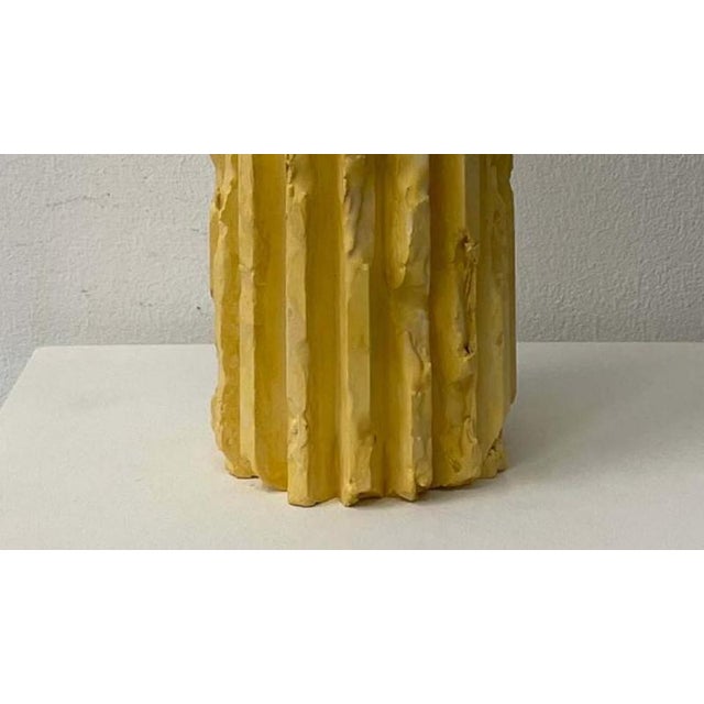 Contemporary Rib 16x Thin Yellow Cornice Vase by Lenny Stopp For Sale - Image 3 of 6