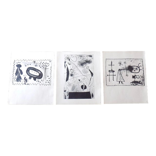 Vintage Abstract Joan Miro Lithographs - Set of 3 For Sale