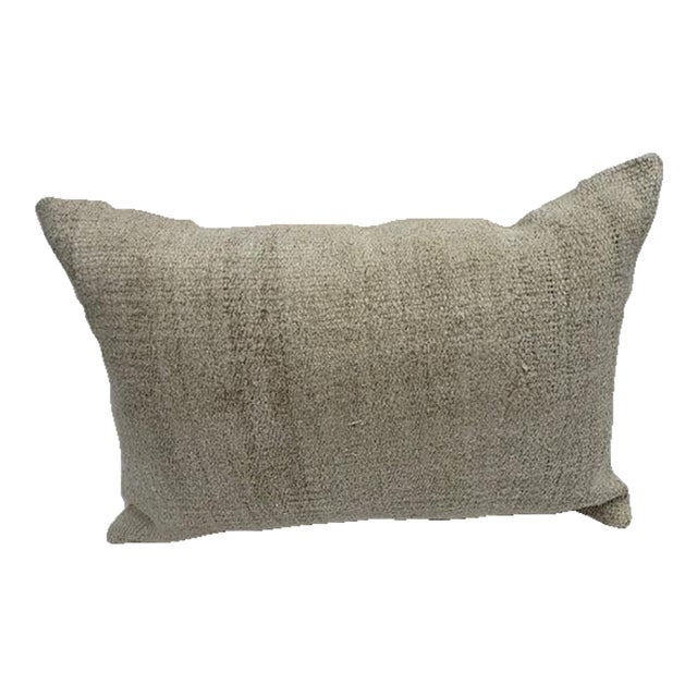 Turkish Hemp Pillow Cushion Natural Beige Pillow Cushion Cover 16" x 24" For Sale