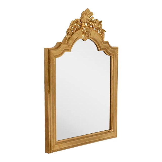 18th-Century Hand-Carved Gilt Walnut Baroque Wall Mirror For Sale