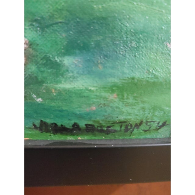 1954 Outsider Art Oil Painting of Nostalgic Outdoor Scene, Framed For Sale In New York - Image 6 of 7