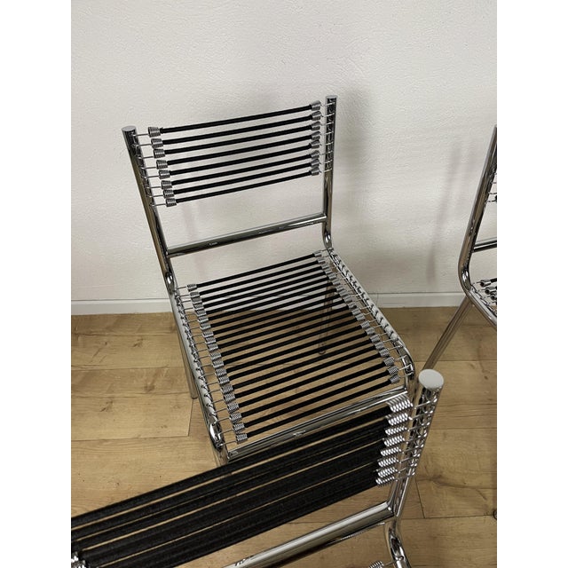 Pallucco Vintage Sandows 101 Steel Chairs by René Herbst for Pallucco, 1980s, Set of 4 For Sale - Image 4 of 9