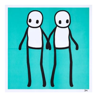 Stik, Holding Hands Signed (Teal), 2020 For Sale