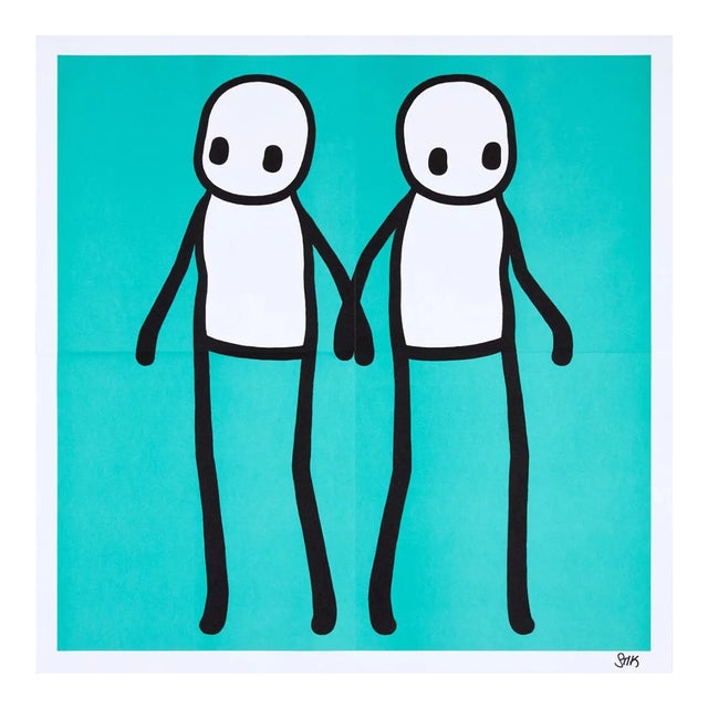 Stik, Holding Hands Signed (Teal), 2020 For Sale