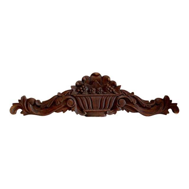 19th Century Mahogany Hand Carved Wood Cornice For Sale