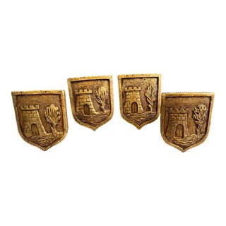 Early 19th Century Golden and Lacquered Wooden Curtain Doors - Set of 4 For Sale