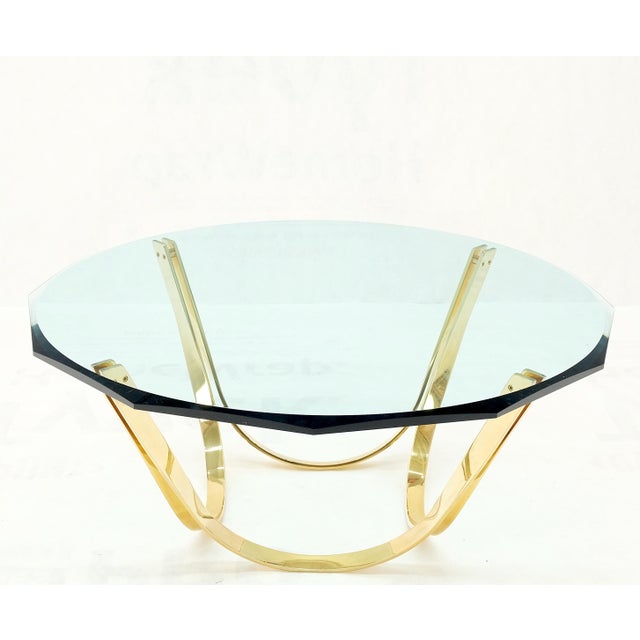 Roger Sprunger for Dunbar Mid-Century Modern Brass Glass Coffee Table Clean! For Sale - Image 12 of 13