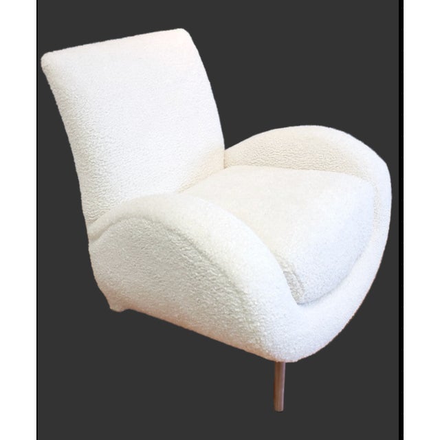 Mid Century Postmodern Italian Slant Back Club Chairs Newly Reupholstered - Pair For Sale In Chicago - Image 6 of 13