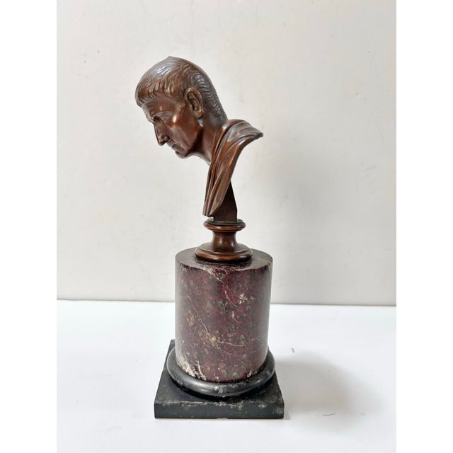 Vintage Classical Bronze Male Bust on Marble Pedestal For Sale In Louisville - Image 6 of 12