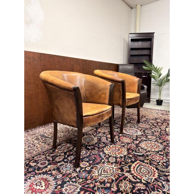 English Sheep Leather Chairs, Set of 6 For Sale - Image 11 of 13