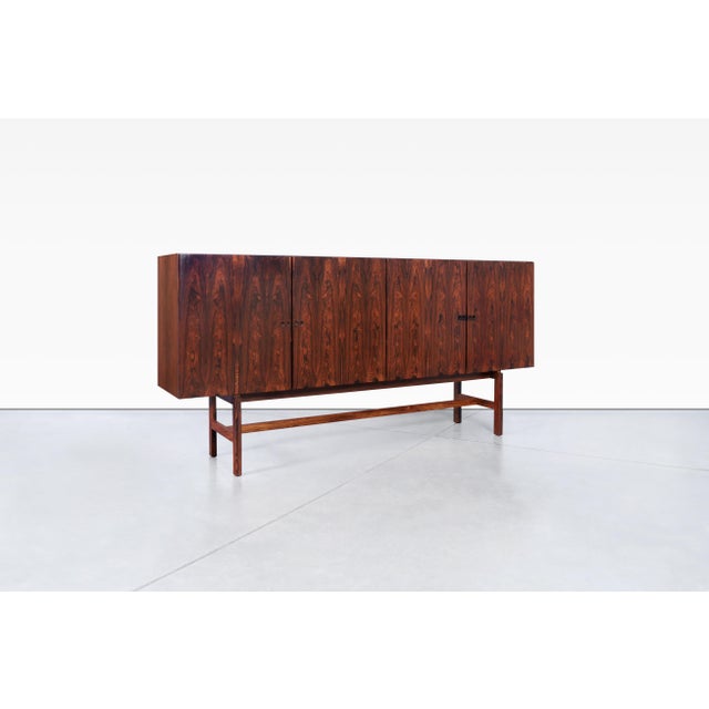 1960s 1970s Danish Modern Rosewood Sideboard Attributed to Ib Kofod Larsen For Sale - Image 5 of 12