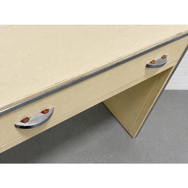 1950s Mid Century + Art Deco Metal Desk / Console by Simmons Furniture Co., C. 1950s For Sale - Image 5 of 13