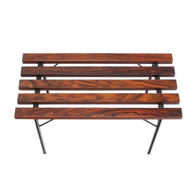 Wood Small Slat Rosewood Bench For Sale - Image 7 of 8
