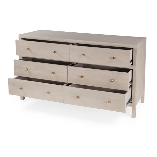 Spritely Home Accent Furniture Nora 60 in W. Rectangular Wood 6 Drawer Dresser, Antique Taupe For Sale - Image 4 of 9